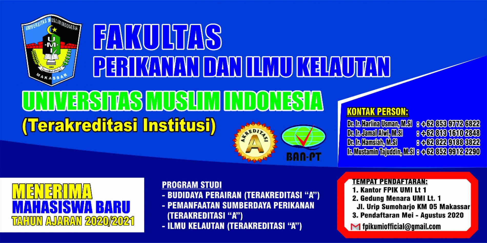 Penerimaan Mahasiswa Baru Fakultas Perikanan dan Ilmu Kelautan UMI Tahun 2020/2021
