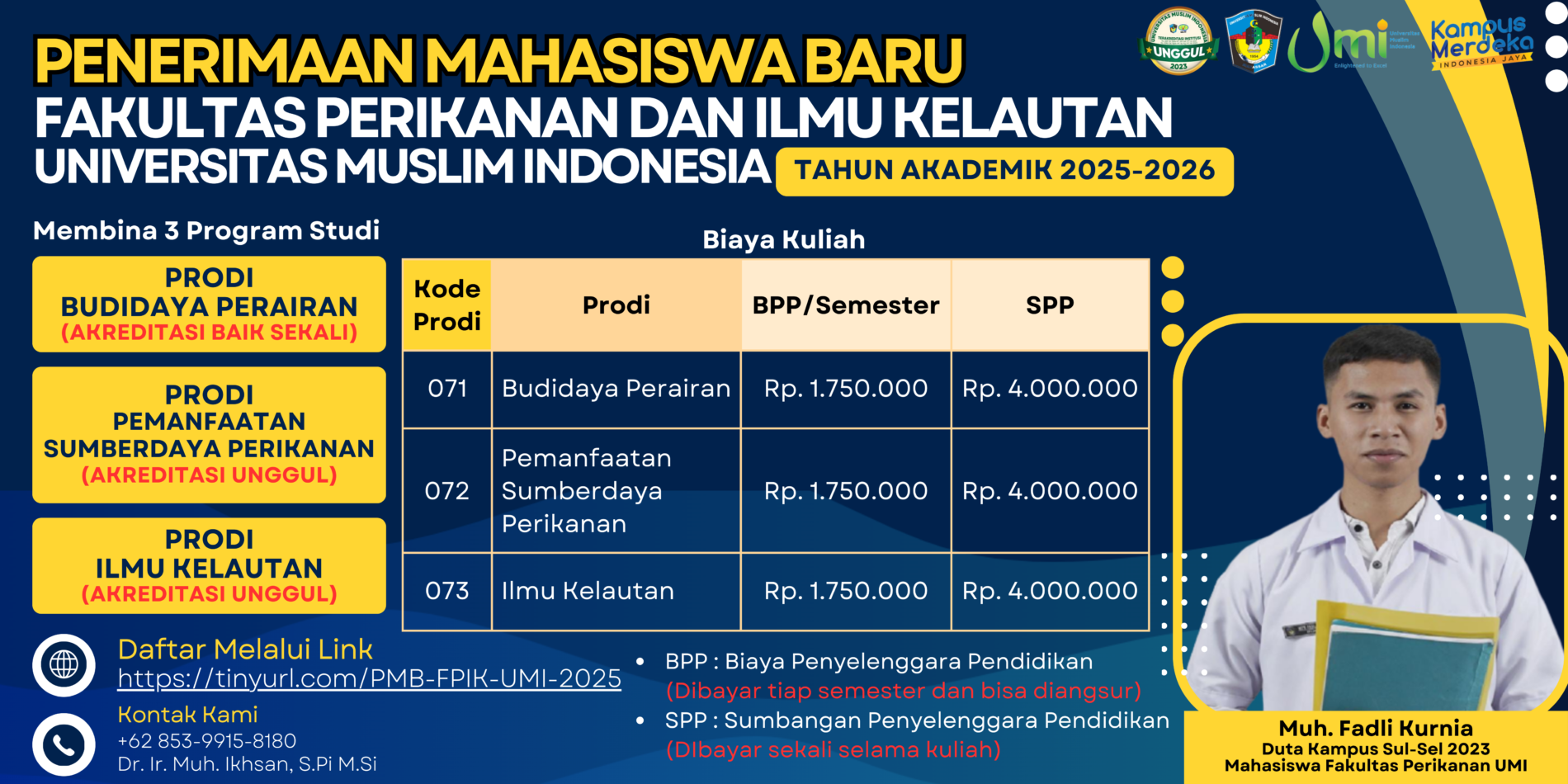 Penerimaan Mahasiswa Baru Program Studi Ilmu Kelautan Fakultas Perikanan dan Ilmu Kelautan Universitas Muslim Indonesia T.A 2026/2027