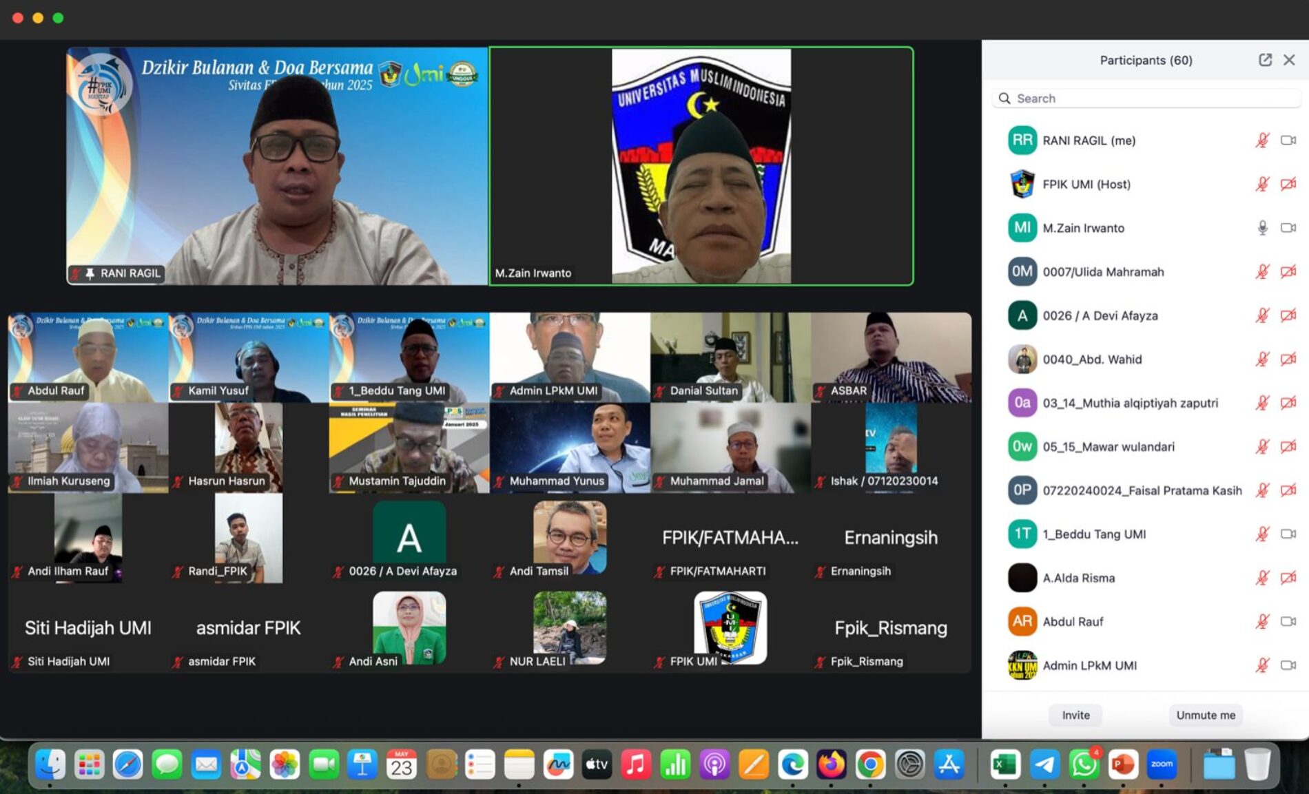Dzikir Bulanan sivitas Fakultas Perikanan dan Ilmu Kelautan Universitas Muslim Indonesia (FPIK-UMI) Dipandu Langsung oleh Syekh Dr. K. H. Zain Irwanto (Jum’at, 23/05/2025)